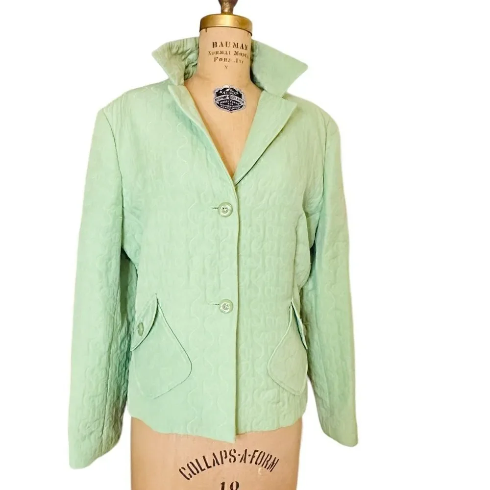 Vintage Mint Green Sag Harbor Quilt stitched  Blazer